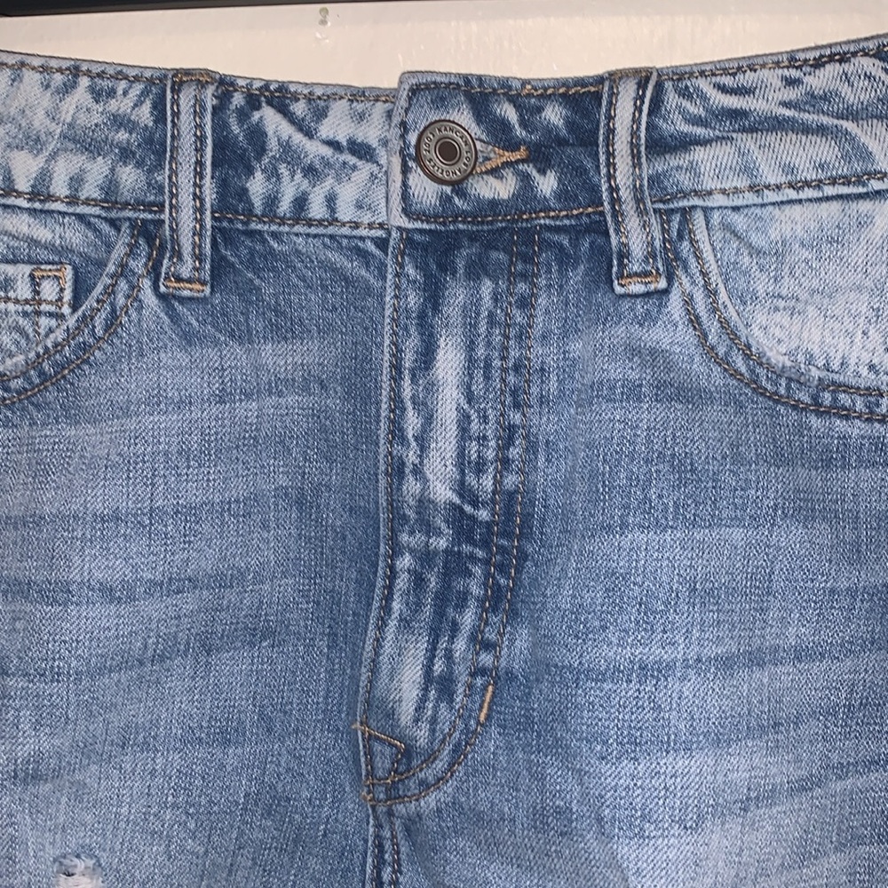 Kancan High-Rise Chew Hem Blue Jean Denim Shorts Womens S View 3